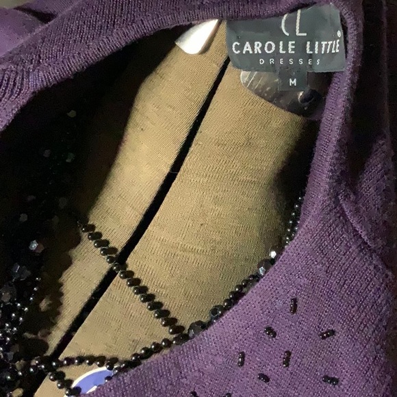 Vintage Carol Little Beaded Royal Purple Sweater Maxi Dress Duster Ladies size M - Picture 12 of 16